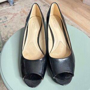 Naturalizer Womens Black Patent Peep Toe Heels Shoes Size 10M N5 Comfort